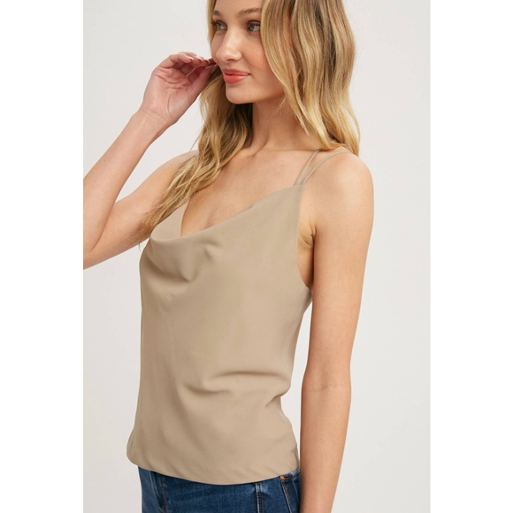 Bluivy Beige Draped Cami Top | Adjustable Straps | Sz L, NWT - Picture 2 of 3
